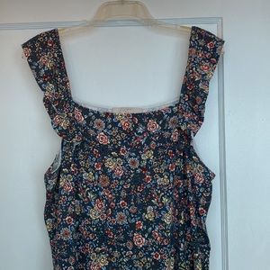 EUC Loft Plus Womens Swing Dress 16/18 Blue Floral Knee Length A-line